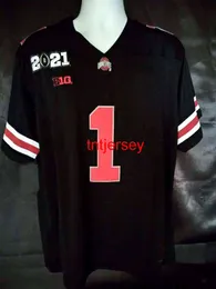 Mit Cheap personalizzato Justin Fields # 1 Black Ohio State Buckeyes Football Jersey 2021 Patch UOMINI DONNE GIOVANI punto per aggiungere qualsiasi numero di nome XS-5XL