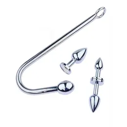 Nxy Anal Toys Stainless Steel Hook with Spherical Sex Toy Removable Replacement Degassing Fart Group Plug Metal Adult Products 220420