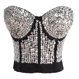 Bustiers Corsets Women Fashion Sexy Corset Nightclub DJ Hip Hop Cool Sequint