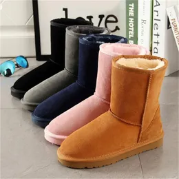 AUS Classical U5825 women short middle snow boots keep warm boot Sheepskin Cowskin Genuine Leather Plush boots with dustbag high quality Beautiful gift