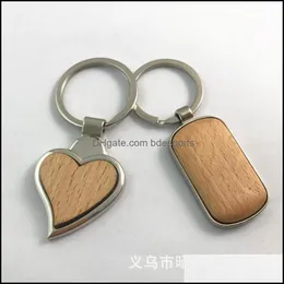 Party Favor Event Supplies Festive Home Garden Creative Diy Metal Wood Keychain Key Chains Round Rec Heart Shape Womt Wood Keyrings Hol