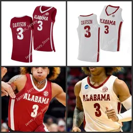 3 JD Davison Basketball Jersey Alabama Crimson Tide Basketball Wears 2022 NCAA zszyty koszulki studenckie