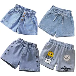 Summer Girls Jeans Shorts Crianças Roupas Bebê menina Cotton Cartoon Rabbit Urso Denim Curto da criança coreana Calças casuais 220707