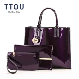 Torba wieczorowa TTOU PU torebka kobiety luksusowe marki Tote Dam Fashion ramię 3 szt. Zestaw elegancki 0623