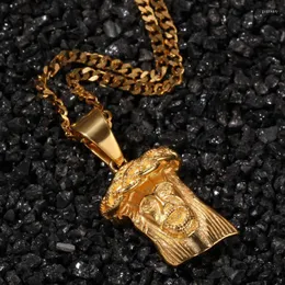 Pendant Necklaces Hip Hop Gold Color 316L Stainless Steel Jesus Piece Pendants For Men Jewelry With 24inch Cuban ChainPendant Godl22