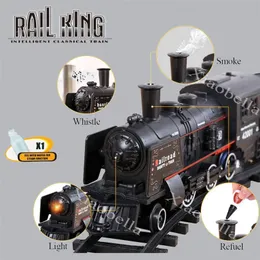 B/o trem de trem de carga clássica de ferroviário Playet Locomotive Playset com simulação de fumaça Toys de trem elétrico 220507