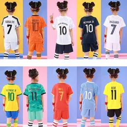 Детские юношеские футбольные майки униформа спортивные одежды Дети пустые футбольные комплекты дышащие мальчики и девочки тренируют шорты