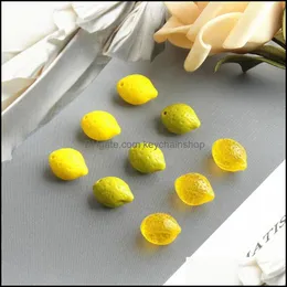 Charms Jewelry Fixchings 구성 요소 귀여운 과일 시리즈 레몬 펜던트 DIY 이어링을위한 노랑 녹색 아크릴 키 체인 액세서리 드롭 드롭
