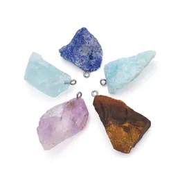 Pendant Necklaces 5Pcs/Box Natural Rough Raw Stone Pendants Charms Irregular Shape For DIY Handmade Jewelry Making Necklace AccessoriesPenda