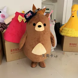 Mascot boneca traje 2019 recentemente urso mascote traje brown urso com chapéu traje adulto vestido fantasia mascotte halloween festa de natal