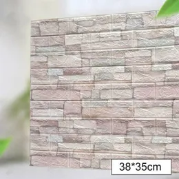 Väggklistermärken 10st 3D Tile Brick Sticker Adhesive Waterproof Foam Panel Wallpapers For Living Room TV Bakgrund Dekoration 35x38cmwall