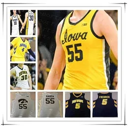 XFLSP Beställnings- Iowa Hawkeyes 2021 College Basketball Jersey Luka Garza Joe Toussaint Bohannon CJ Fredrick Joe Wieskamp Connor McCaffery Pemsl 4XL