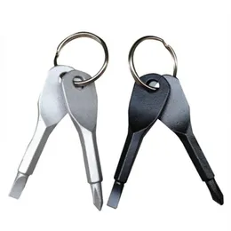 Skruvmejslar Keychain Outdoor Pocket Mini Skruvmejsel Set Key Ring med slitsade Phillips Handnyckelhängen 500Set DAP476