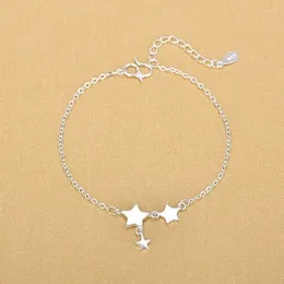 Charm Bracelets Silver Color Link Chain Star Bracelet &Bangle Anklets For Women Party Jewelry A162Charm Kent22