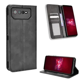 Cüzdan PU Deri Kılıflar ASUS ROG phone 6 Pro Case Manyetik Flip Kitap Standı Kart Koruyucu Kapak
