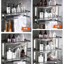 Stainless Steel Chrome Metal Towel Bar WallMounted Holder Organizer Shelf Storage Rail for Bathroom Kitchen Y200407