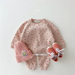 Toddler Kids Waffle Cotton Clothes Set Many Fruits Print Felpa Pantaloni casual 2 pezzi Ragazzi Suit Baby Girl Outfits 220815