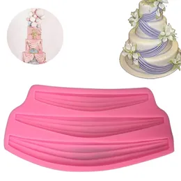 Swag Lace Silicone Decoration Fondant 3D Ribbon Curtain Embossed Chocolate Mold Cake Tools T200703