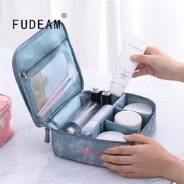 FUDEAM Thicken Ox Multifunction Women Travel Storage Toiletries Organize Cosmetic Bag Portable Waterproof MakeUp Case 220630