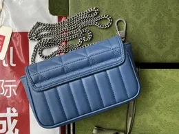 أكياس refine 5a 476433 16.5 سنتيمتر سوبر ميني مارمونت الأزرق الجلود مبطن محفظة حقيبة الكتف للنساء مع صندوق + حقيبة الغبار