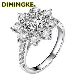 Солитарное кольцо Dimingke Sunflower 1 2ct 8mm D Серебряное кольцо Женское серебряное кольцо Прошло алмаз