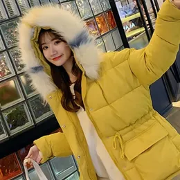 women loose cotton parkas coat cloak A word cotton clothing student bread winter warm coat large fur collar Thick puffy jacket 201201