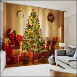 カーテンドレープカスタム3Dクリスマスツリーカーテンのための居間の寝室の家の装飾ソックスデザインコルチナスドロップデリバリー2021デコEL SUPPLY