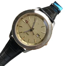 Moda iş erkek kuvars saat 42mm altın gümüş siyah kadran 316 deri kayış suya dayanıklı yüksek kaliteli dondurulmuş saat reloj de lujo