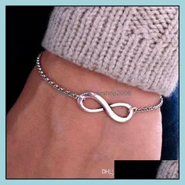 Bedelarmbanden Sieraden Klaar Voorraad Mode Gepersonaliseerde Infinity Paar Armband Eenvoudig Nummer 8 925 Sier Vergulde Ketting Voor Dames Drop Deli