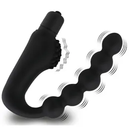 Silikon 10 hastigheter anal plug -prostata massager vibrator rumpa pluggar 5 pärlor sex leksaker för kvinna män vuxen produkt sex shop sexo 220812