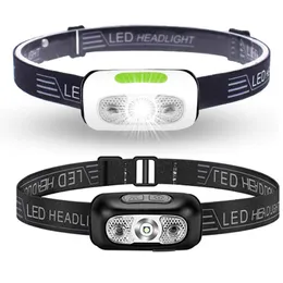 Mini laddningsbar LED -strålkastare kroppsrörelsesensor strålkastare camping b3 3w 3 läge ficklampa huvudljus lampan med USB