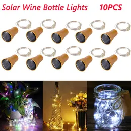 Strings Solar Wine Bottle Lights 20 LED Cork String Light Copper Drut na świąteczny świąteczny imprez