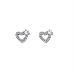 Stud Tiny Small Love Heart Princess Crown örhängen för kvinnor med tydlig kubisk zirkonia koreansk stil barn smycken minimalist1 kirs22