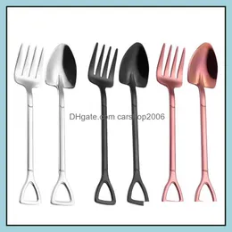 Spoons Flatware Kitchen Dining Bar Home Garden Colorf Spoon Fork Creative Shovel Design Pvd Plated Stainless Steel 304 Drop Delivery 2021