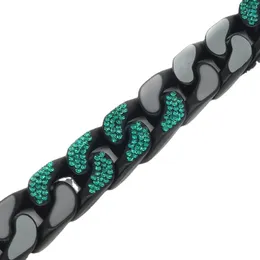 Bracelete de costura azul do lago cinza Rap-hop Black Pintura Full Diamond Bracelet