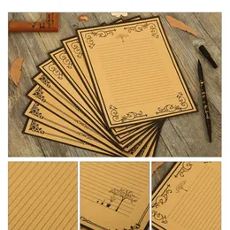 Confezione regalo 8 pezzi/set vintage foderato design retrò lato pizzo stile europeo scrittura lettere lettera carta pad cancelleria carta regalo