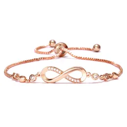 Charm Bracelets Rinhoo 23cm Adjustable Tennis Crystal Bracelet Infinity Number 8 Chain For Women Female Fashion Jewelry