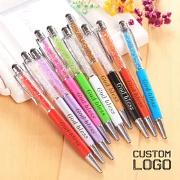 Custom Diamond Ballpoint Capacitive Touch Screen Writing Gel Pen Engraved Text Gift Pens School Student Stationery 220613