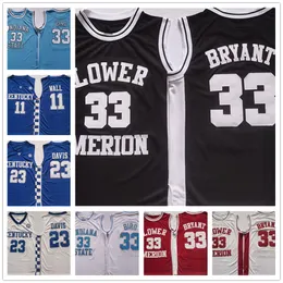 33 Pássaro 11 Parede 23 Davis Basquetebol Jersey Estado de Indiana Sycamores Bebê Azul Kentucky Wildcats Azul Baixa Missão High School Black # 33 Bryant Jerseys