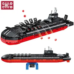 Gulo Military Toy Bricks Ship Army Nuclear Submarine Blocks Building Set Warship Weapon Soliders Gift till Boy Kid 865 st 220715