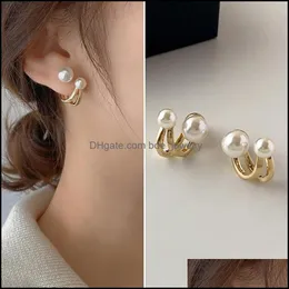 Charm Acrylic Pearl Beads Charms Gold Stud Earrings Korean Personality Geometric Temperament Earring For Women Anniversa Dhseller2010 Dhnsj