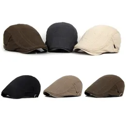 Berets Adjustable Beret Caps Men Outdoor Sun Breathable Flat Hats Cotton For Casual Peaked Hat Visors Casquette HatBerets