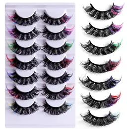 Newest Thick Curly 7 Pairs Color False Eyelashes Set Light Soft Handmade Reusable Multilayer Mink Fake Lashes Makeup for Eyes Beautiful Eyelashes Extensions