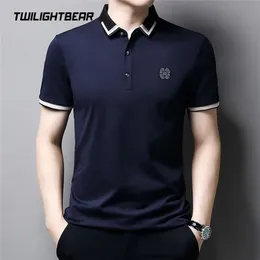 Summer Men Polo Shirts Short Sleeve Solid Male Casual Shirt High Quality Viscose Filament Men's Clothing Leisure Polos AG208 220608