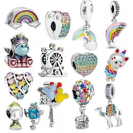 925 Sterling Silver Dangle Charm New Product Rainbow Balloon Charms Bead Fit Bracelet Diy Jewelry Association