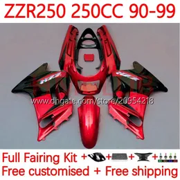 Body Kit für Kawasaki Ninja ZZR250 ZZR-250 90 91 92 93 94 95 96 97 98 99 Bodywork 16no.33 ZZR 250 CC 1990 1991 1992 1993 1994 1995 1996 1998 1999 OEM-Verkleidungslicht rot