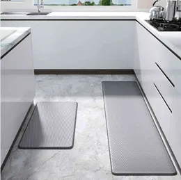 New Thickened Pu Floor Mat Kitchen Anti Slip Washable Leather Rectangular Solid Color Slow Rebound Door Can Be Scrubbed