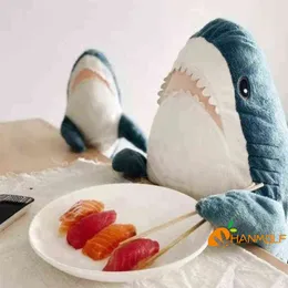 CM i Shark Cuddle fylld mjuk liggande grå blå plysch Ocean Animal Props Birthday Present J220704