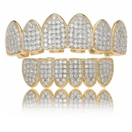 Designer Hip Hop Grillz Luxuja gritante de zircão Micro paving grades dentals Menina Mulheres 18k Dentes de ouro de ouro