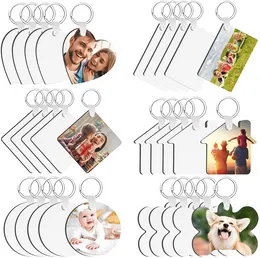 Sublimation Keychain Blanks DIY Blank Keychain with Key Rings Heat Transfer Keychain for Present Making Double-Side Printed 5 Shapes Sublimation Ornament 0324